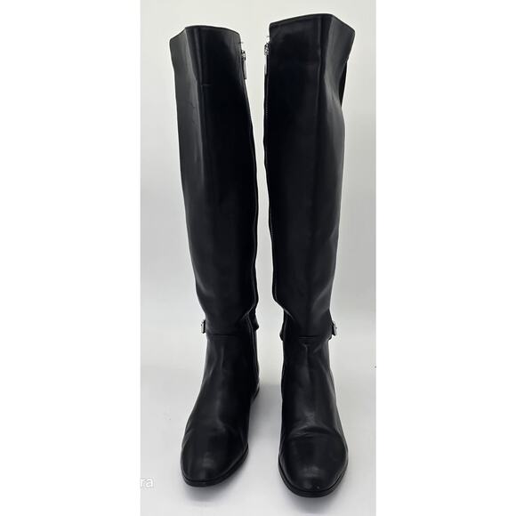 Michael Kors Black Leather Knee High Boot Tall Riding Zippered Boots Women's 8M - Picture 6 of 13